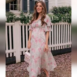 Gal Meets Glam Shelby Green Floral Maxi Dress Size 2